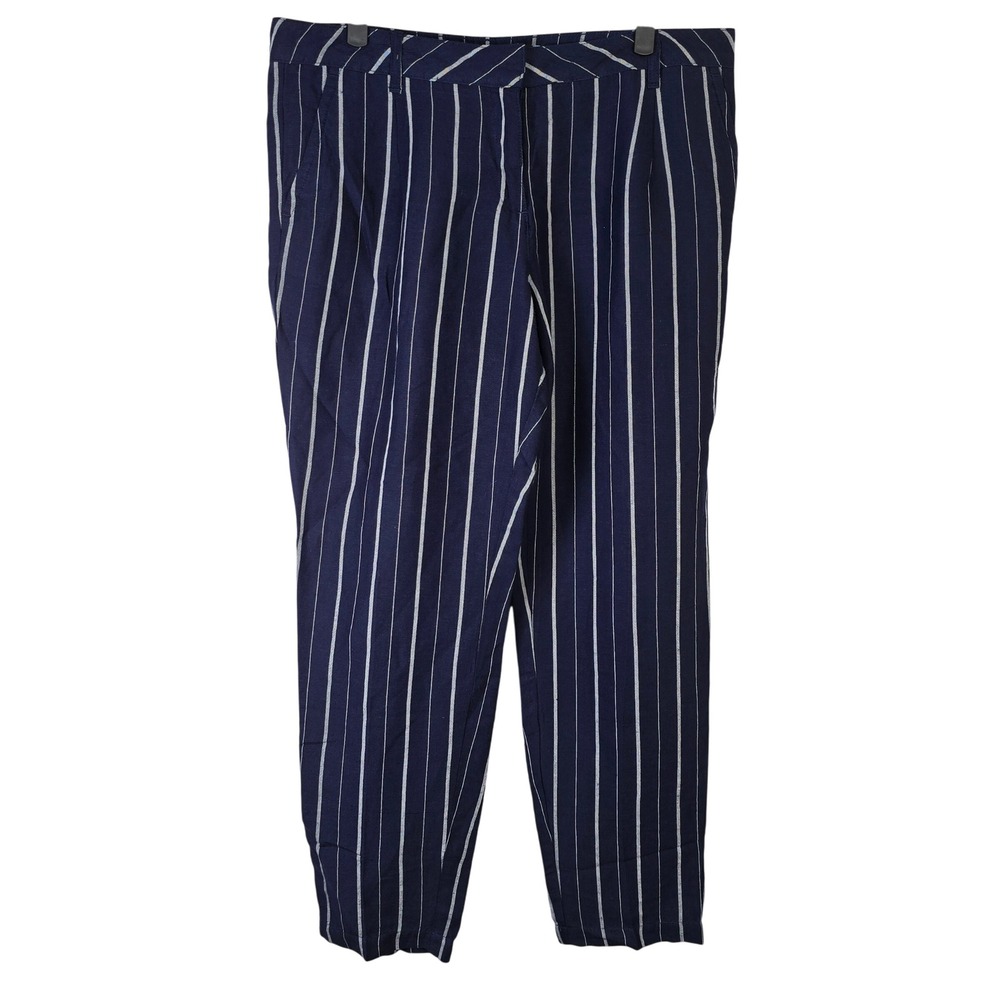 David Jones Classic Collection Navy Stripe‎ Linen Blend Pants Size 12